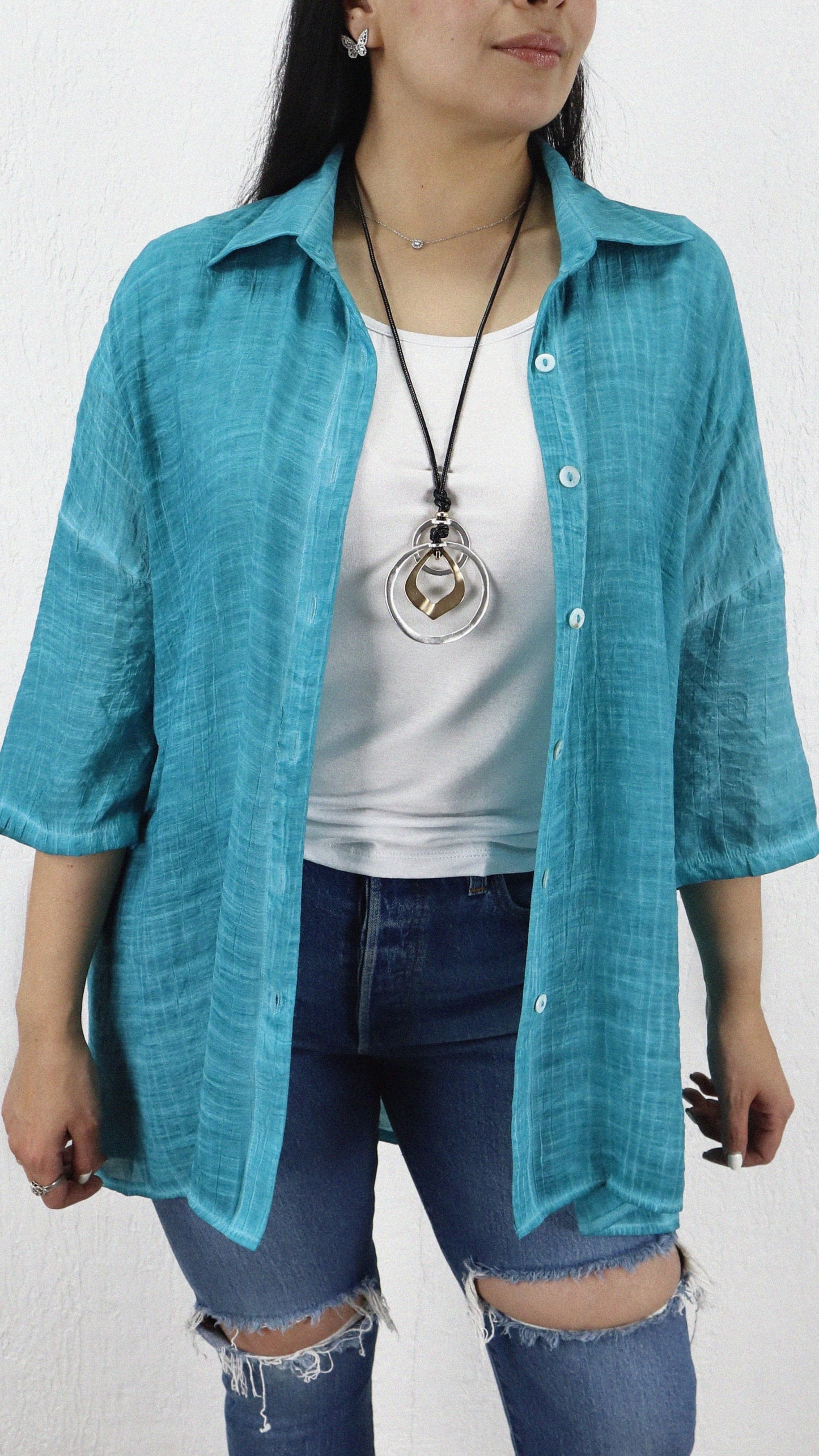 Blusa Noe Corta Desgastada Viscosa