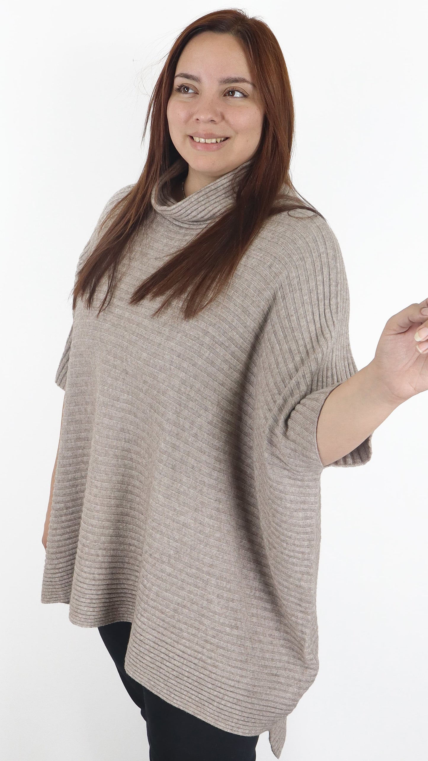 Sueter Poncho Extra Ancho Leto Lanilla Acanalada