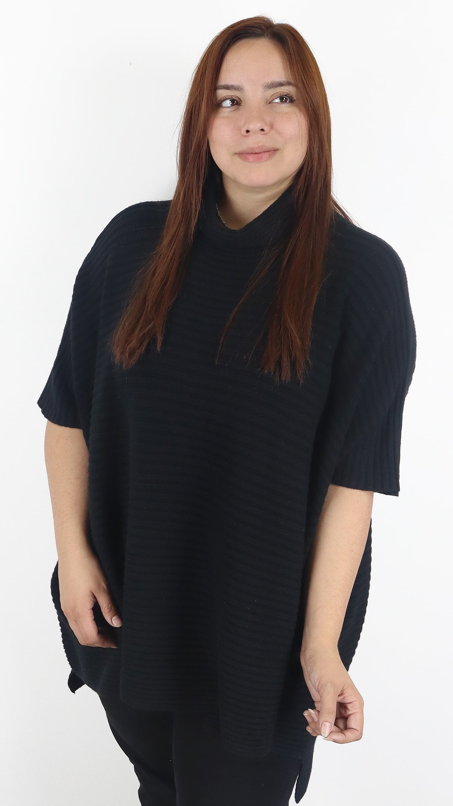 Sueter Poncho Extra Ancho Leto Lanilla Acanalada