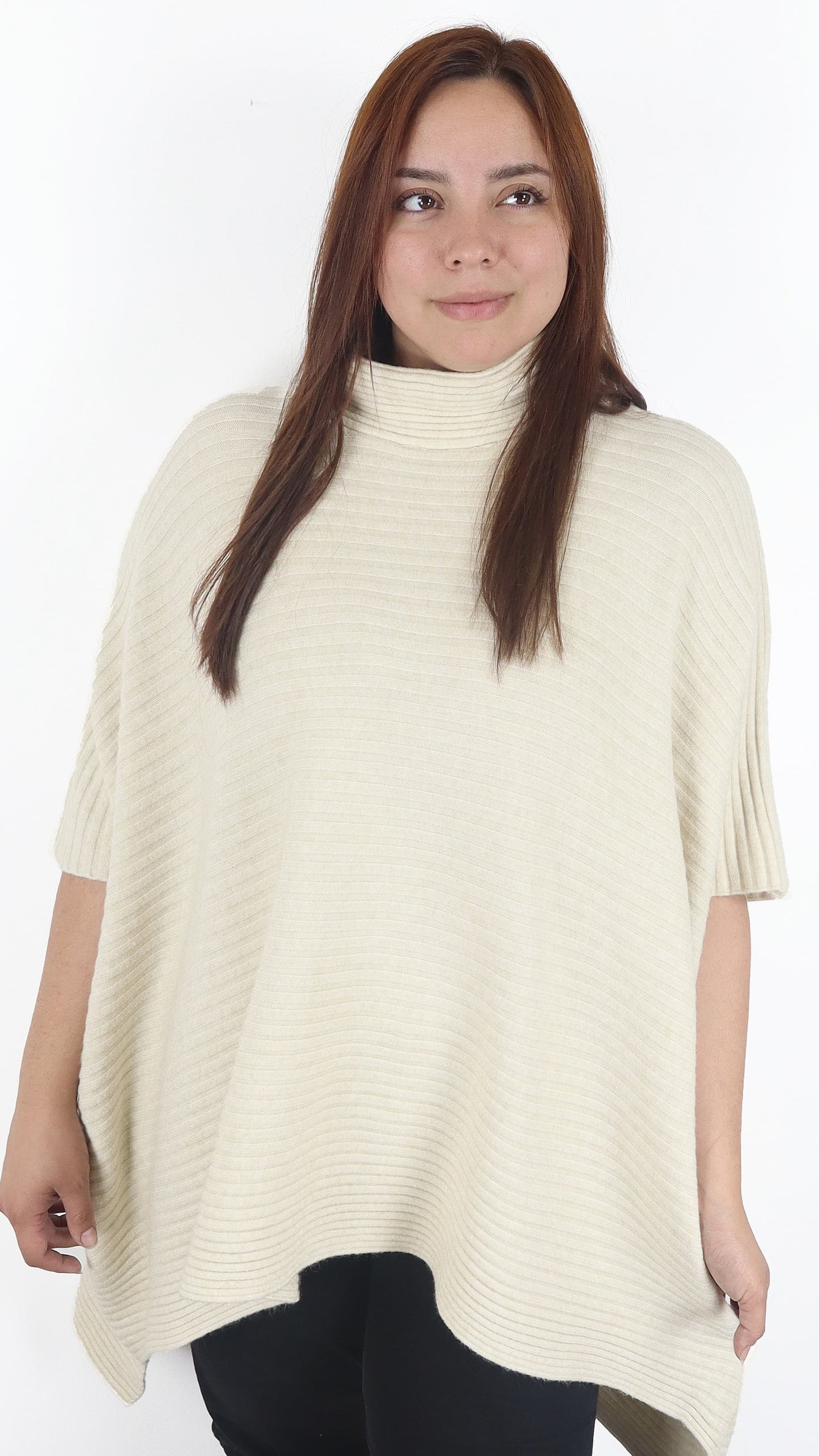 Sueter Poncho Extra Ancho Leto Lanilla Acanalada