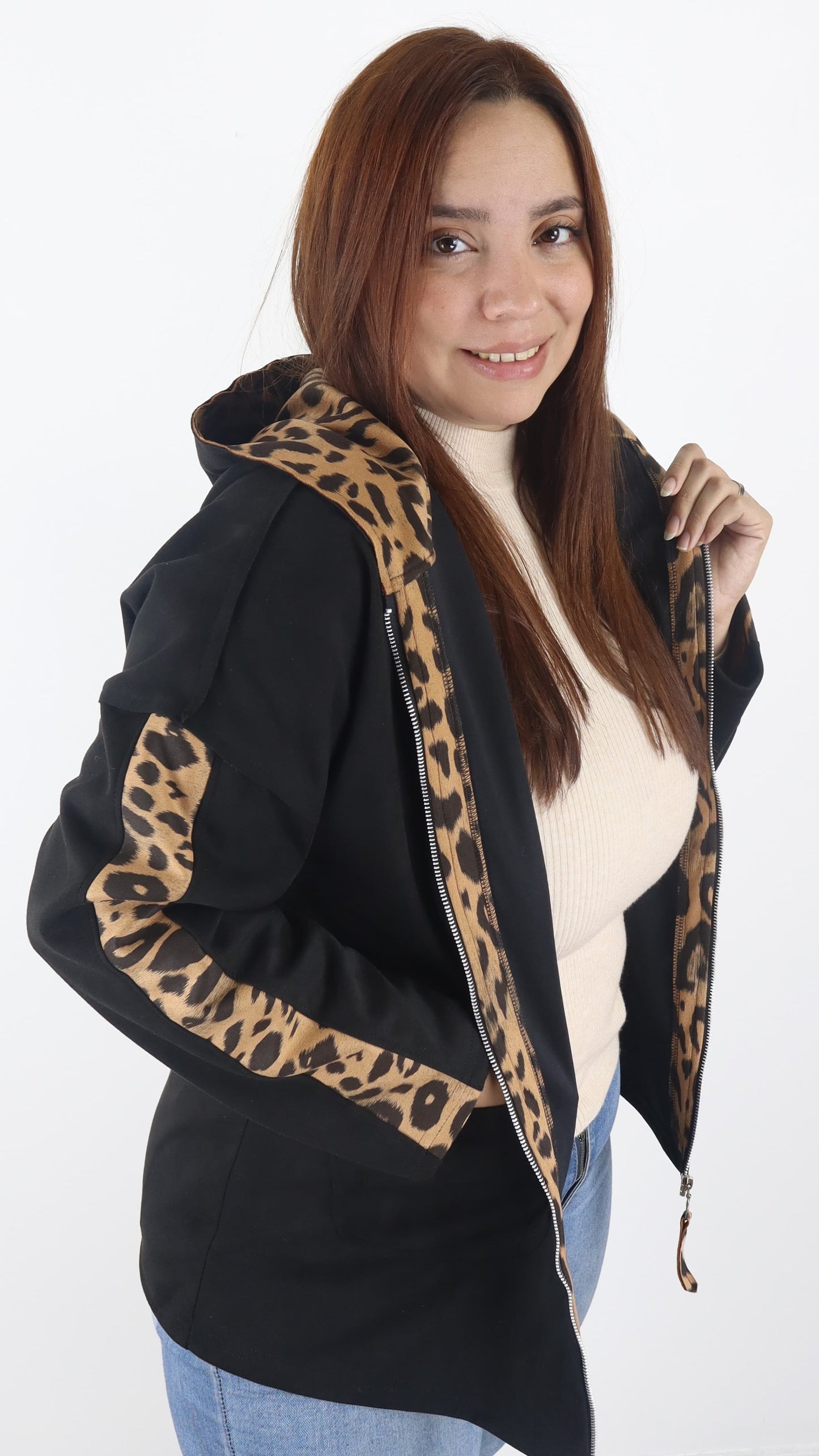 Chaqueta Capucha Rea Gamuza Print