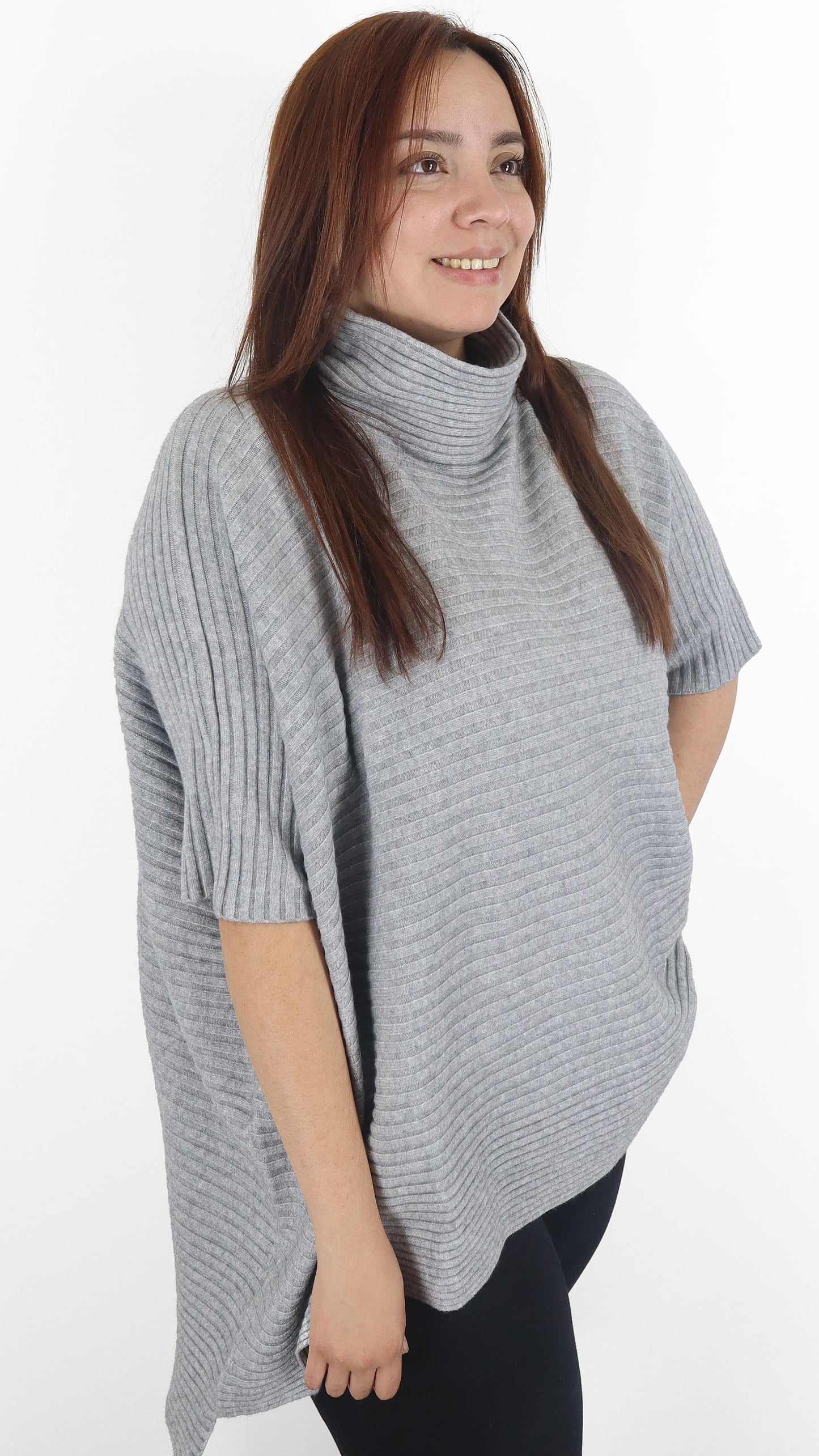 Sueter Poncho Extra Ancho Leto Lanilla Acanalada