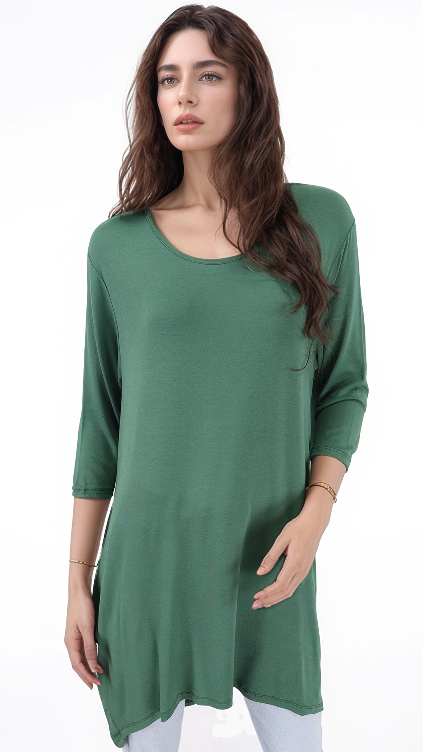Polera Larga Bolsillos Orazia Algodón Elasticado