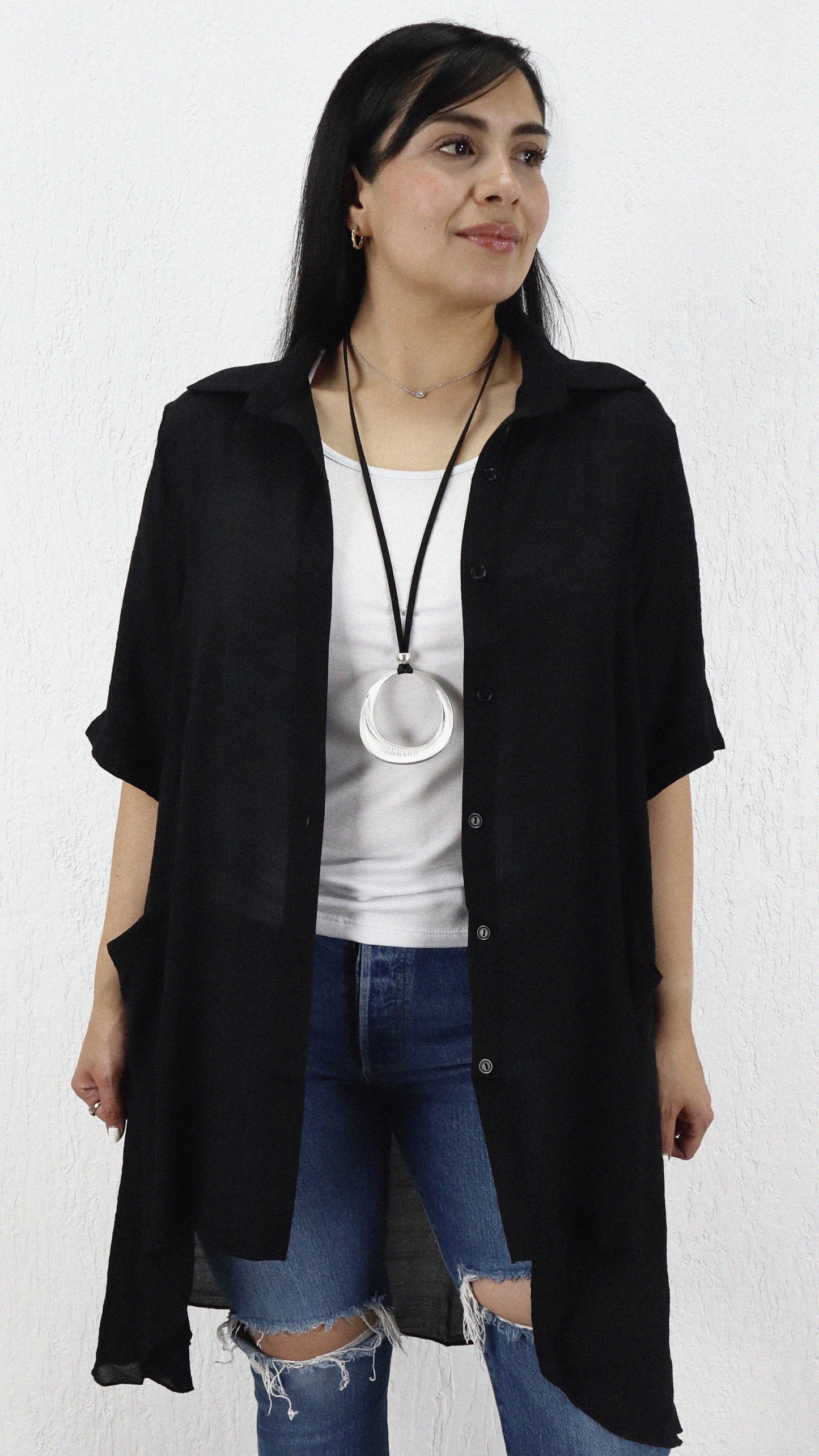 Vestido Camisero Bolsillos Hera Viscosa Liso