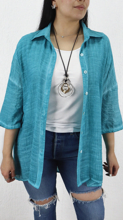 Blusa Noe Corta Desgastada Viscosa