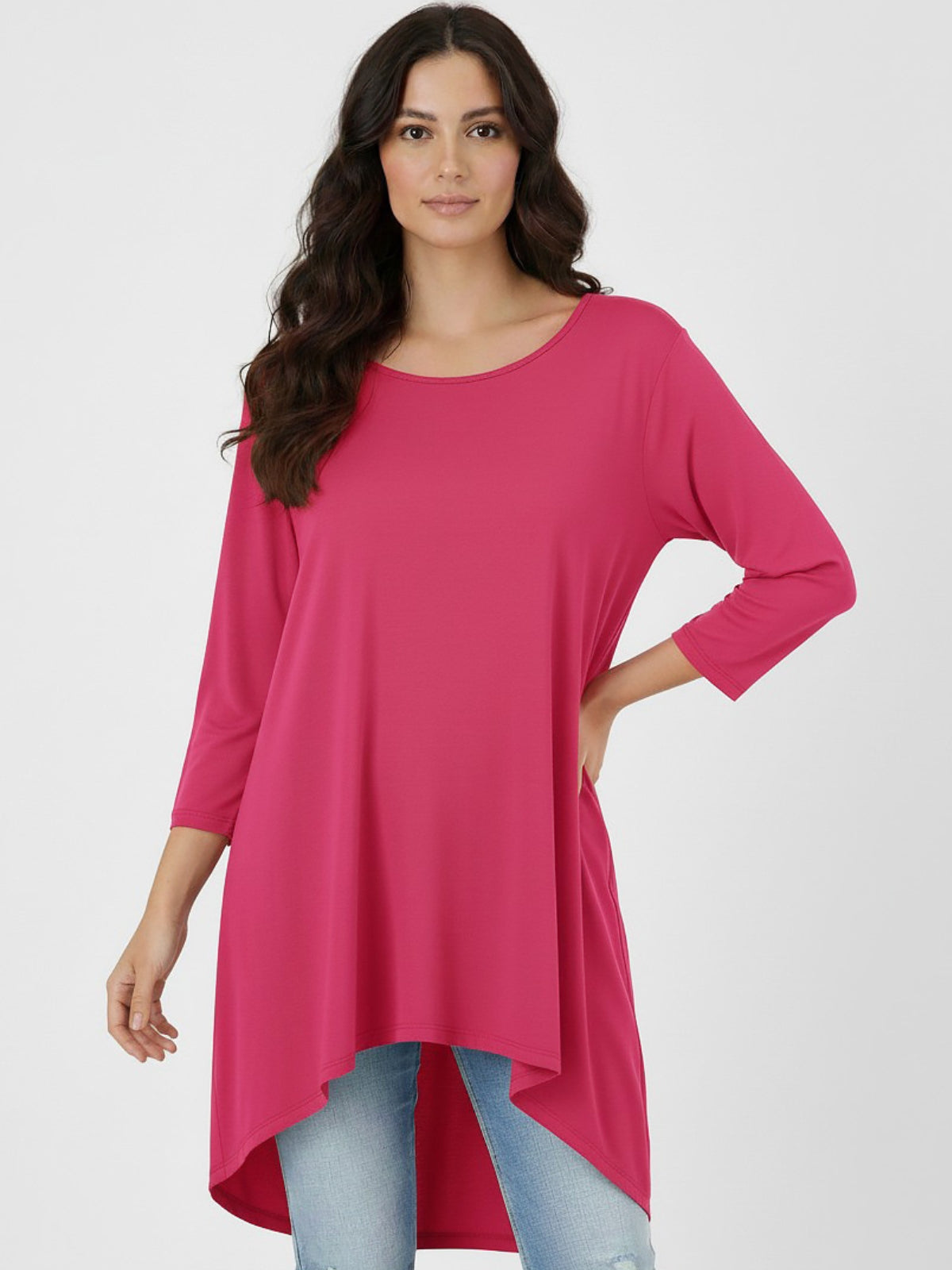 Polera Larga Bolsillos Orazia Algodón Elasticado