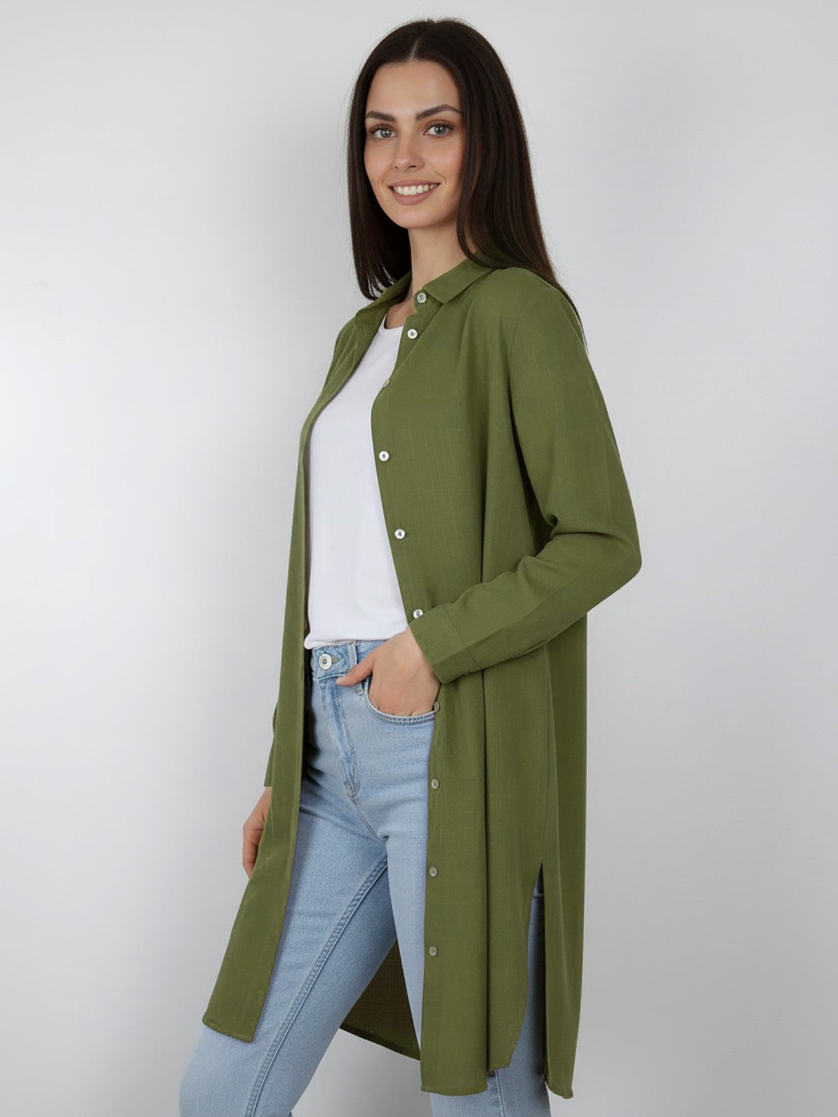 Bluson Largo 3/4 Bolsillo Zoe Lino