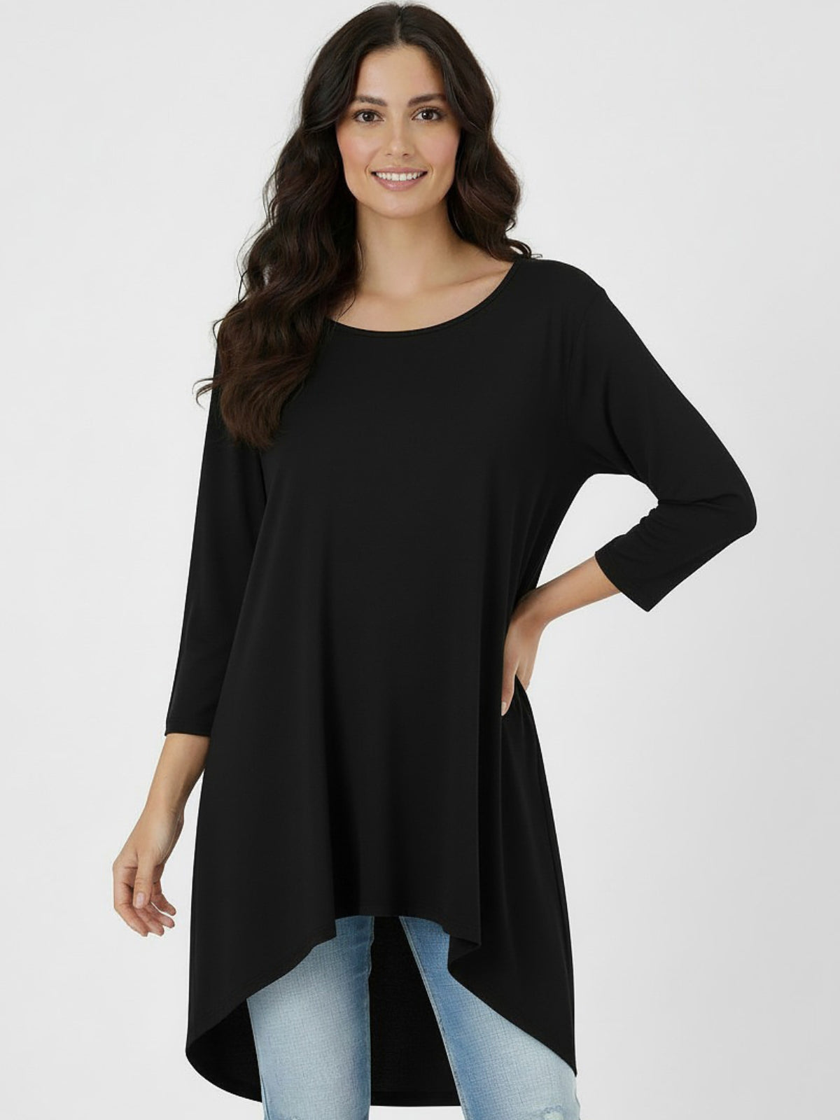 Polera Larga Bolsillos Orazia Algodón Elasticado