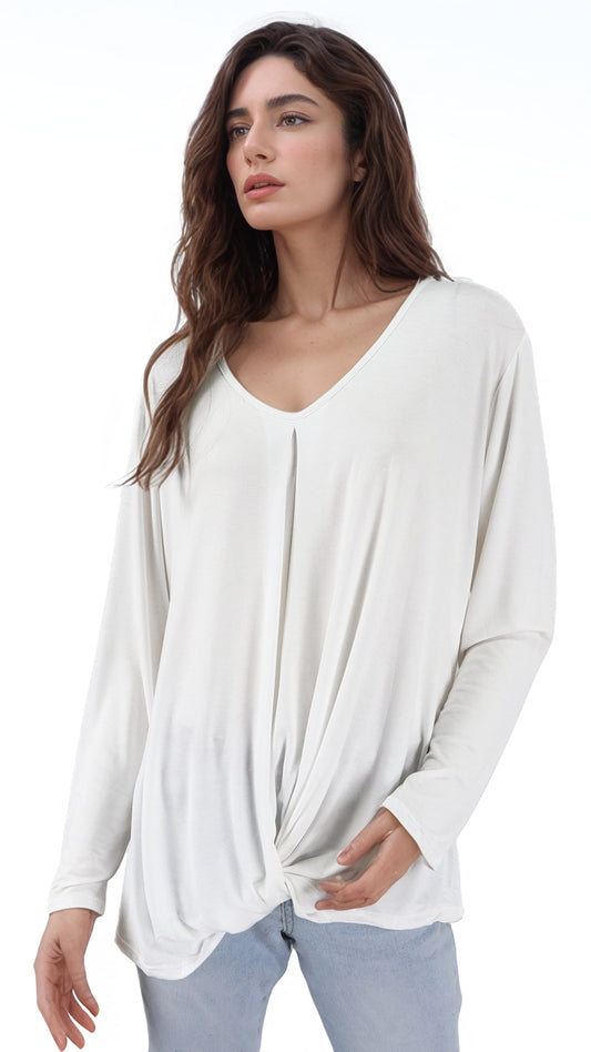 Polera Nudo Manga Larga Algodón
