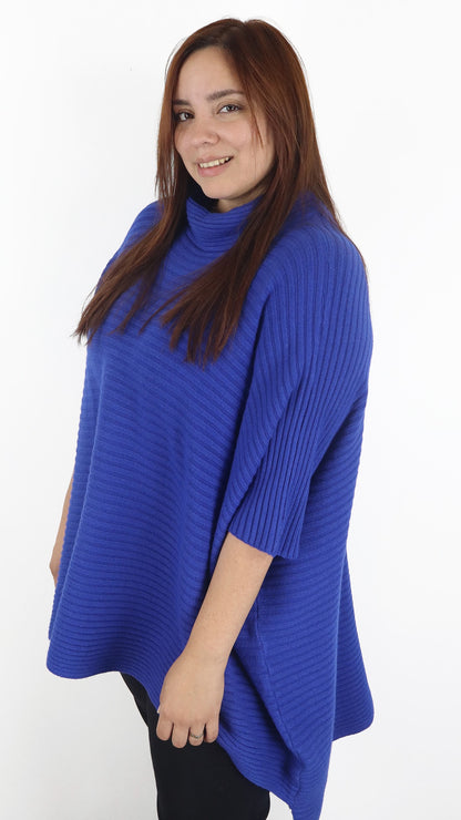 Sueter Poncho Extra Ancho Leto Lanilla Acanalada