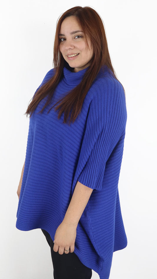 Sueter Poncho Extra Ancho Leto Lanilla Acanalada