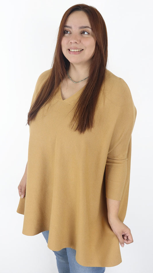Sueter Poncho Extra Ancho Matilde Lanilla