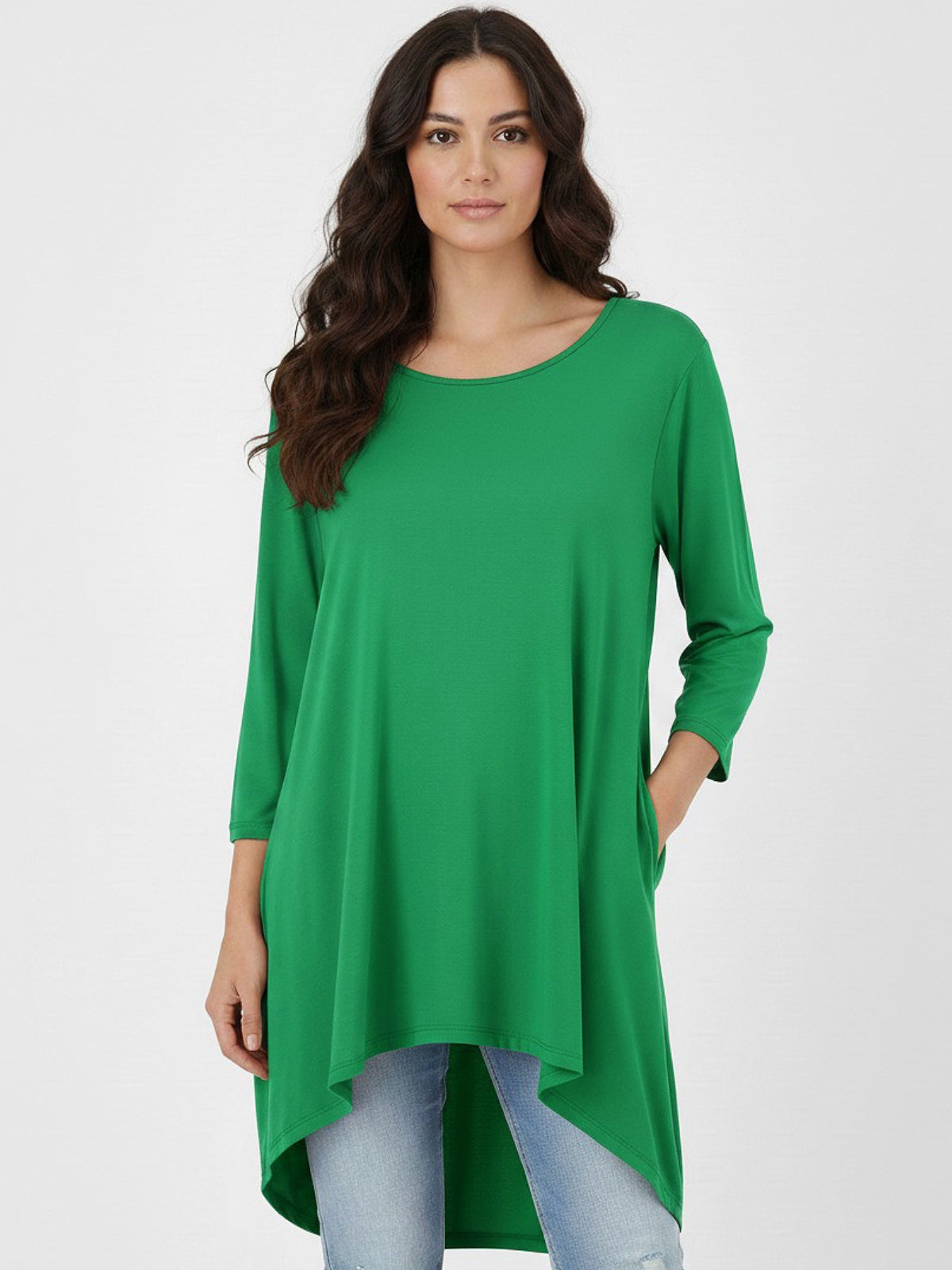 Polera Larga Bolsillos Orazia Algodón Elasticado