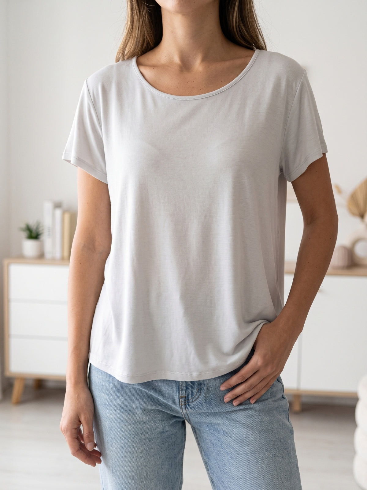 Polera Basica Manga Corta Modal Liso