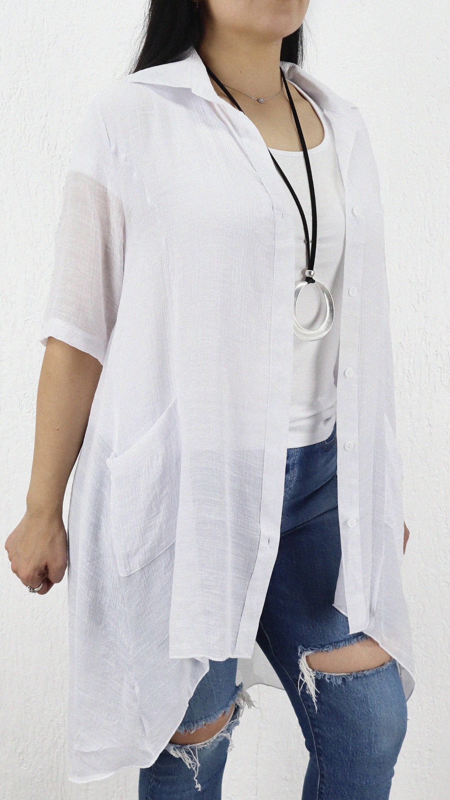 Vestido Camisero Bolsillos Hera Viscosa Liso