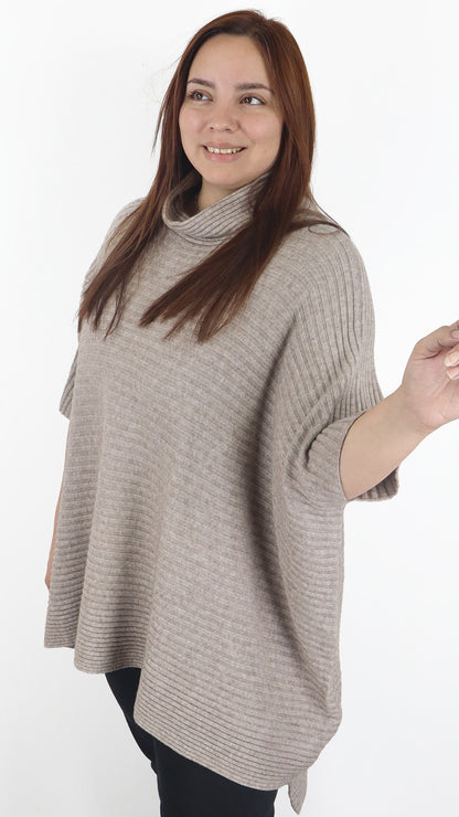 Sueter Poncho Extra Ancho Leto Lanilla Acanalada