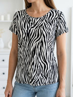 Polera Basica Manga Corta Animal Print