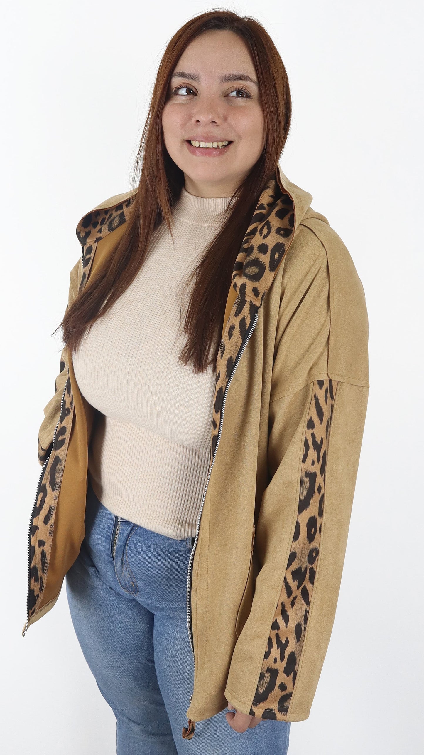 Chaqueta Capucha Rea Gamuza Print