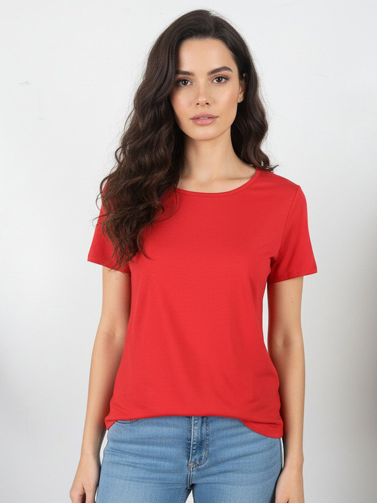 Polera Basica Manga Corta Modal Liso