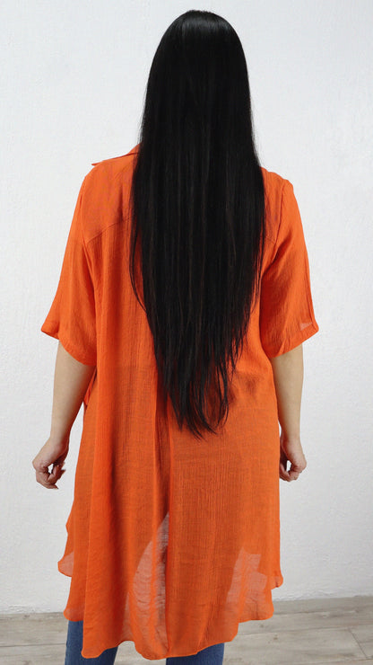 Vestido Camisero Bolsillos Hera Viscosa Liso