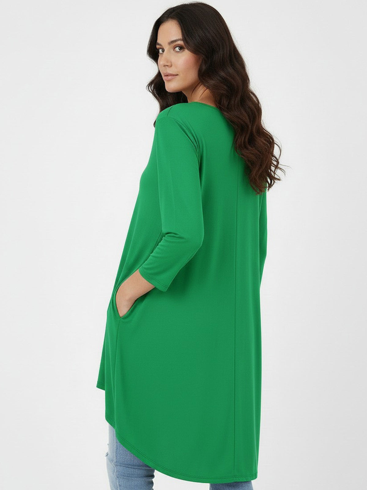 Polera Larga Bolsillos Orazia Algodón Elasticado