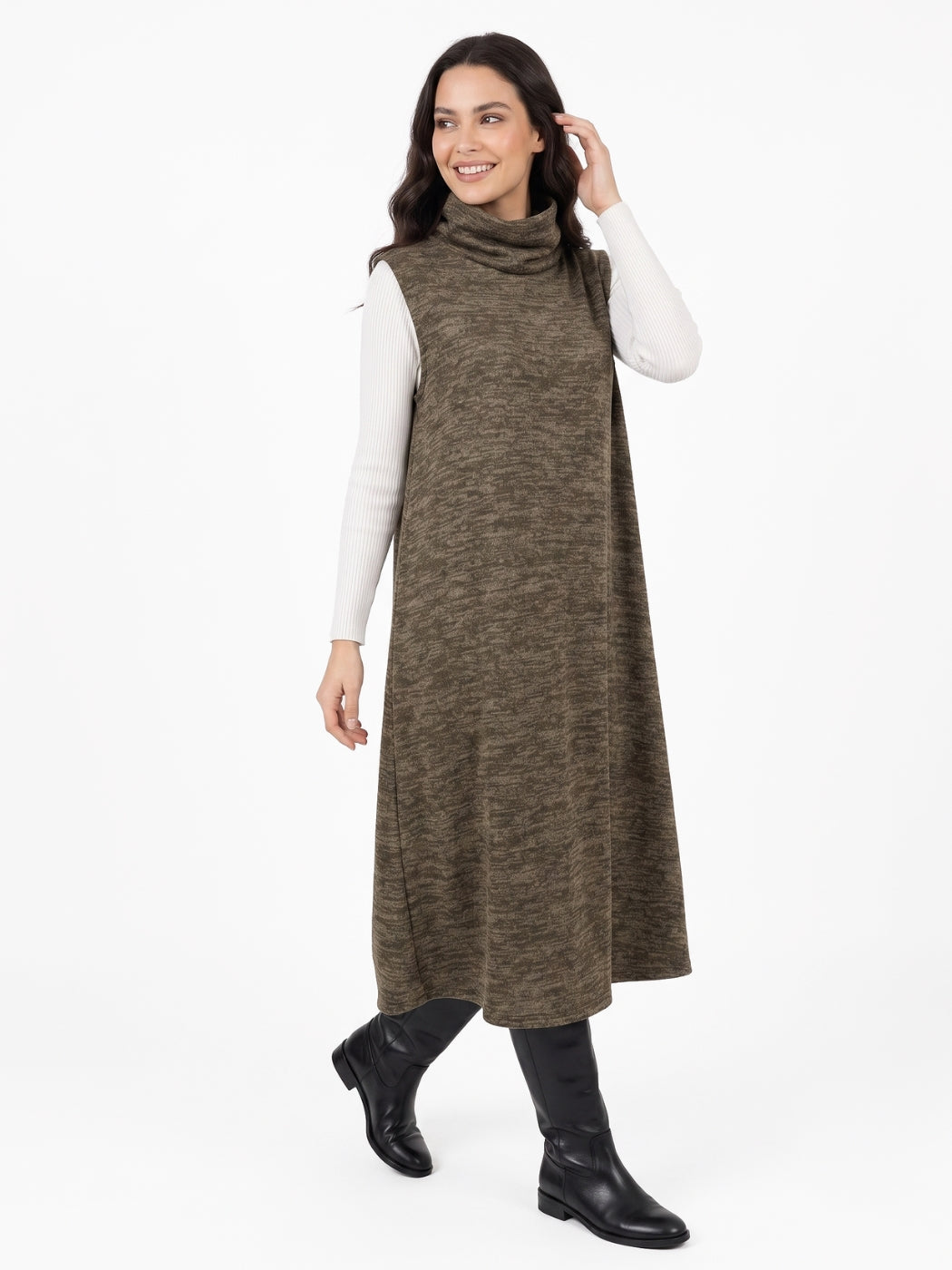 Vestido Túnica Clio Bolsillos Lanilla Jaspeada