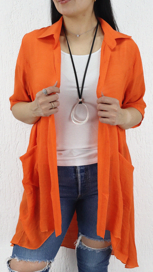 Vestido Camisero Bolsillos Hera Viscosa Liso