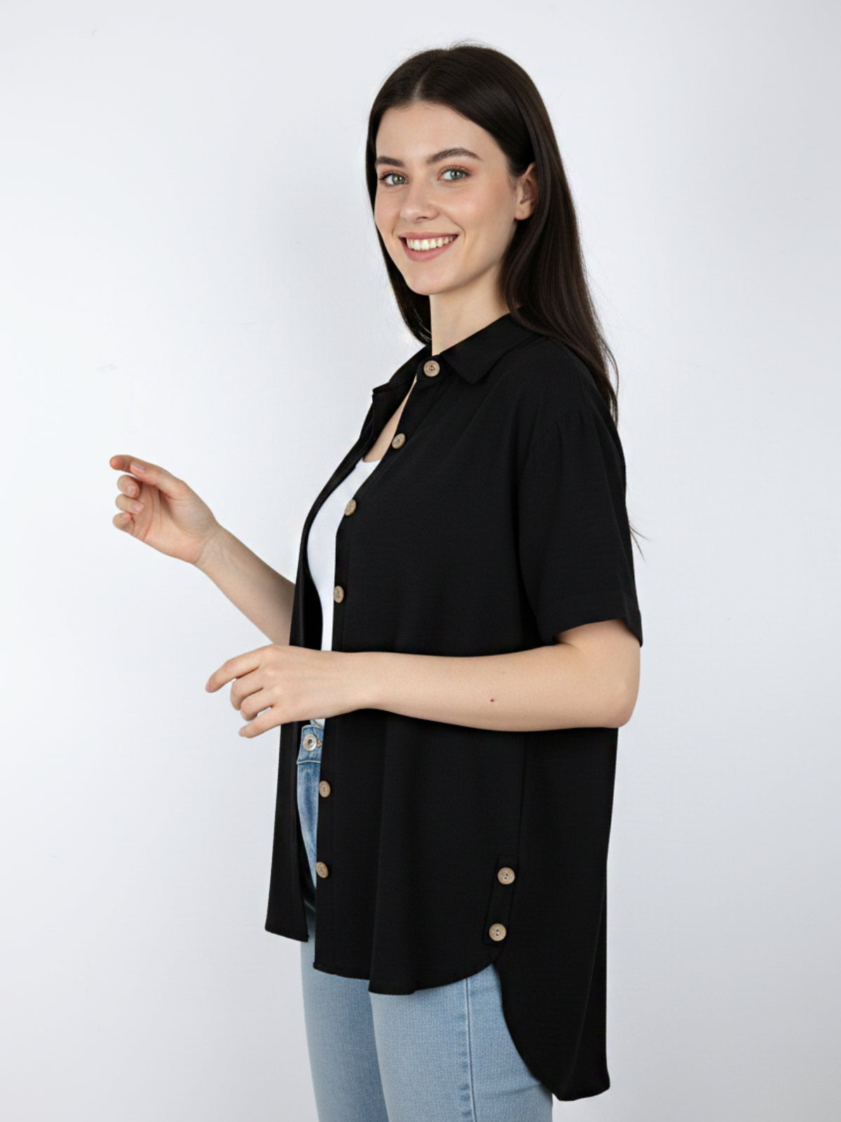 Blusa Jeno Botón Viscosa Cey