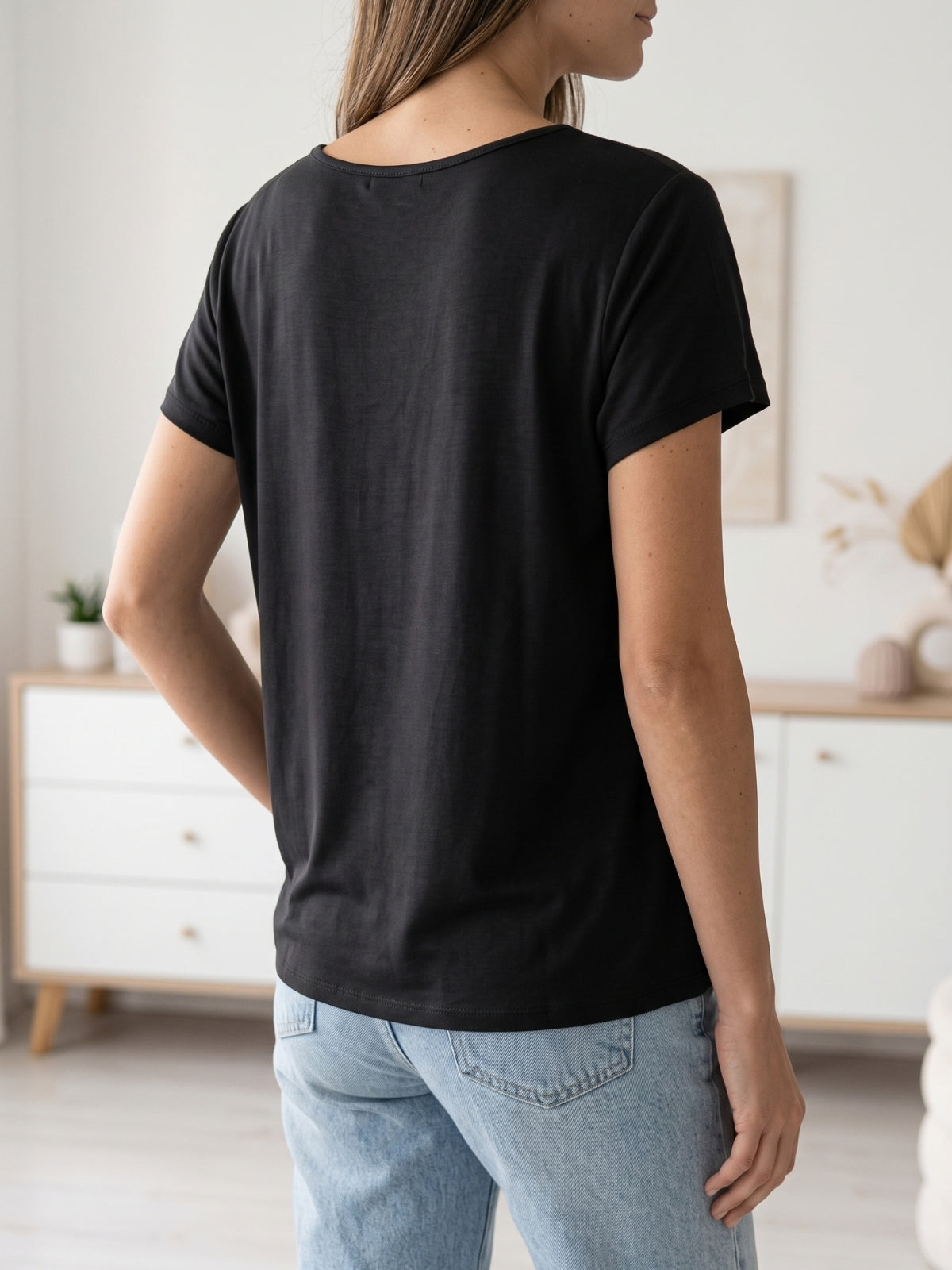 Polera Basica Manga Corta Modal Liso