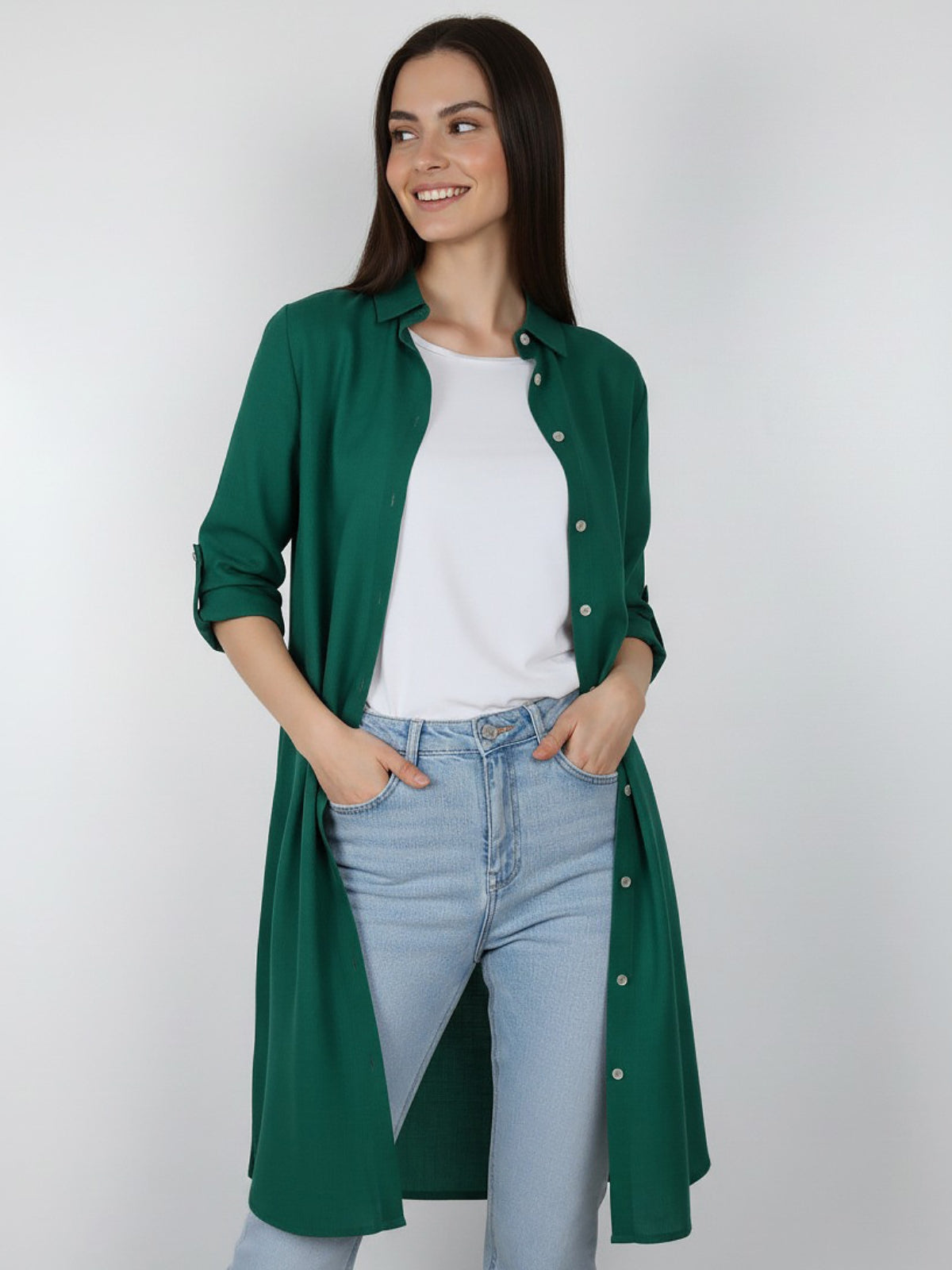 Bluson Largo 3/4 Bolsillo Zoe Lino