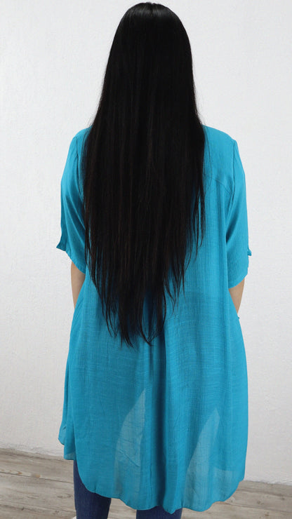 Vestido Camisero Bolsillos Hera Viscosa Liso