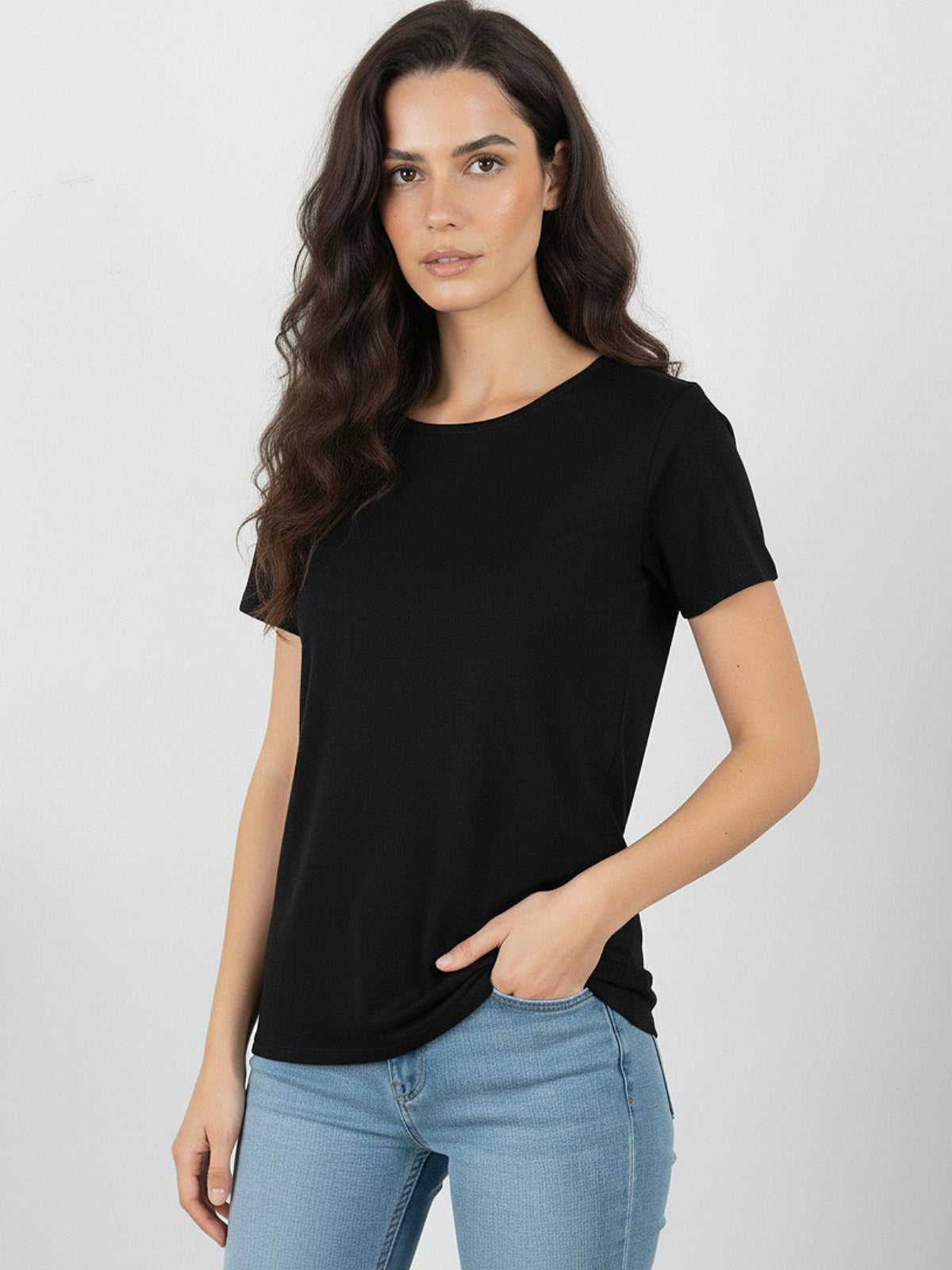 Polera Basica Manga Corta Modal Liso