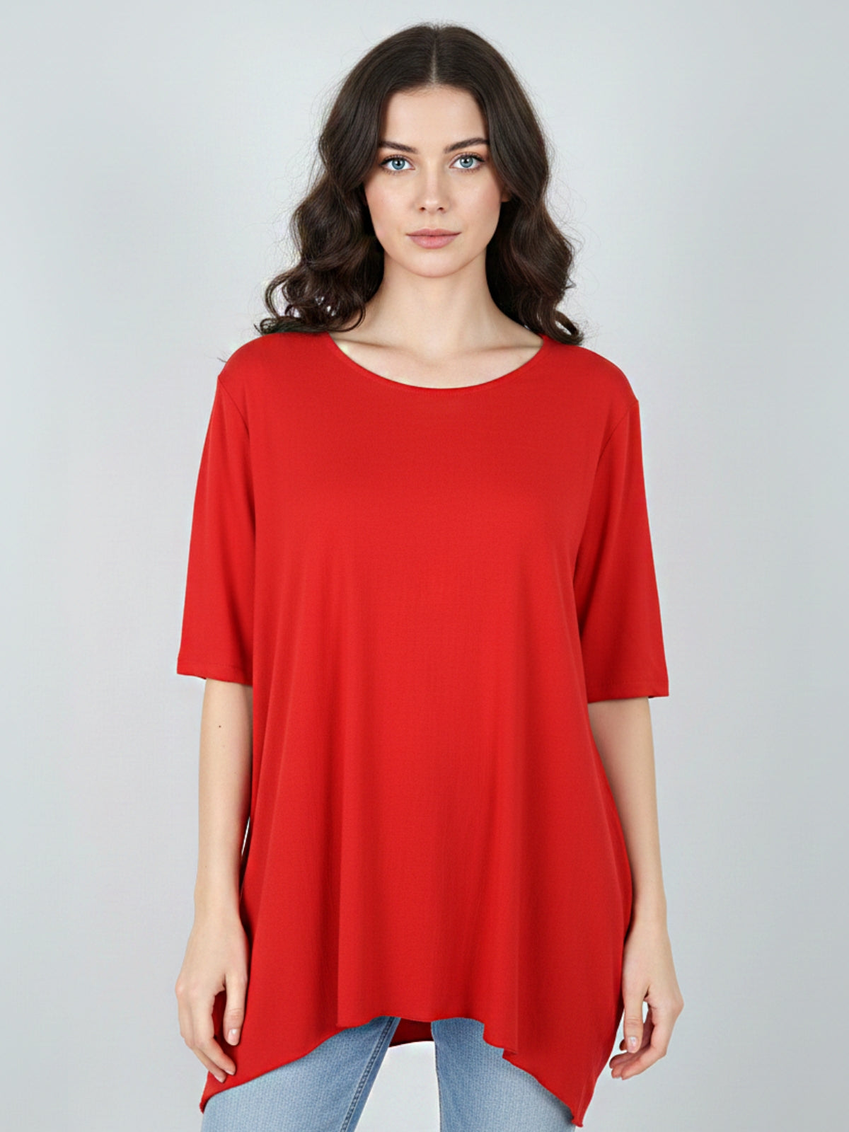 Blusa Larga Bolsillos Aria Símil Lino Spandex