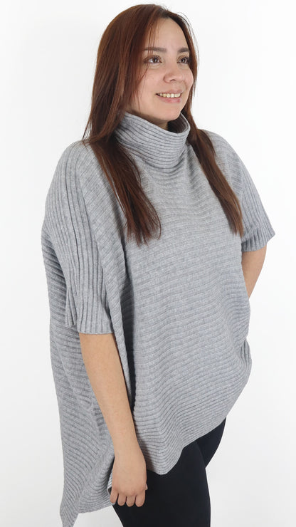 Sueter Poncho Extra Ancho Leto Lanilla Acanalada