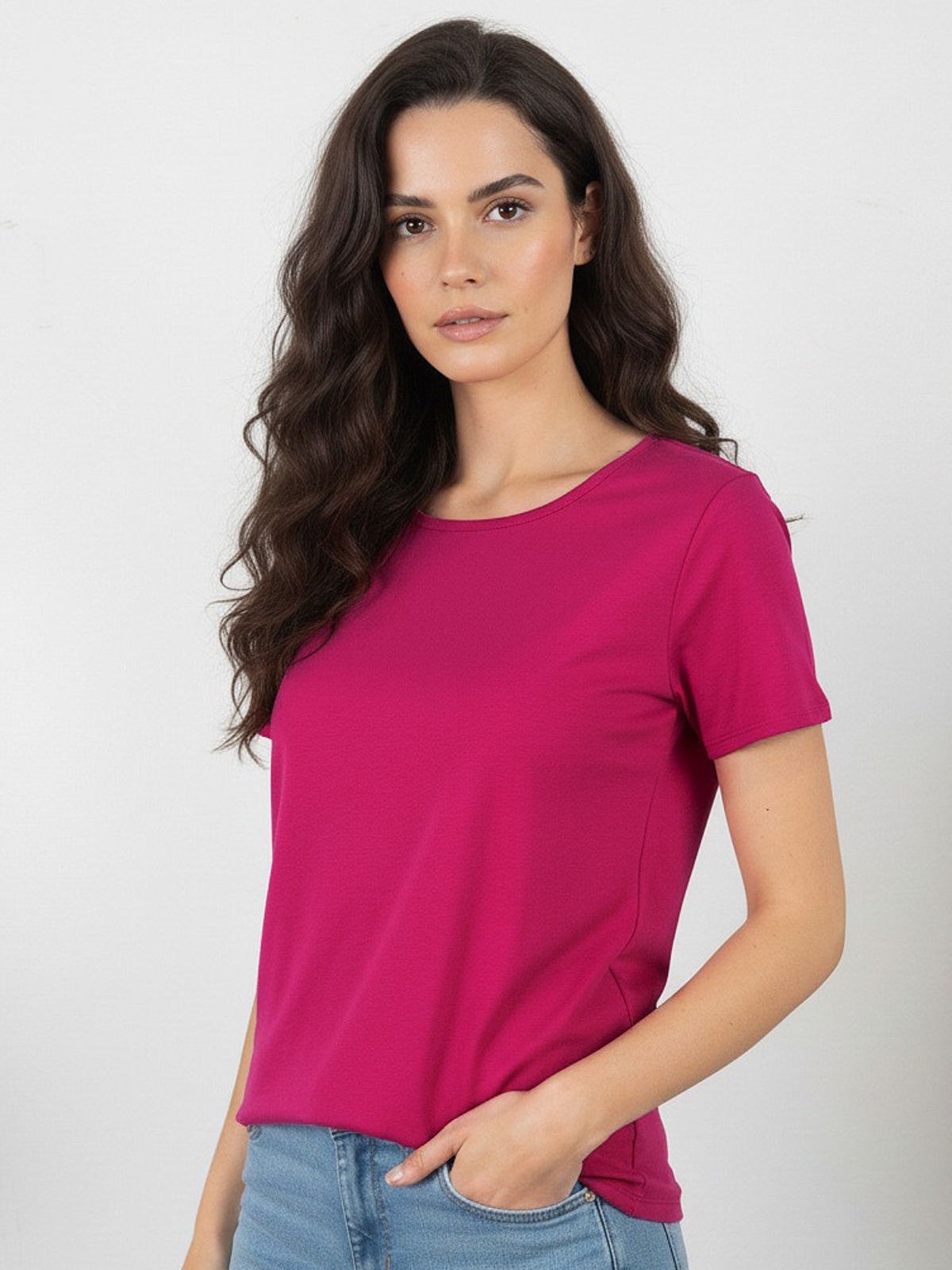 Polera Basica Manga Corta Modal Liso