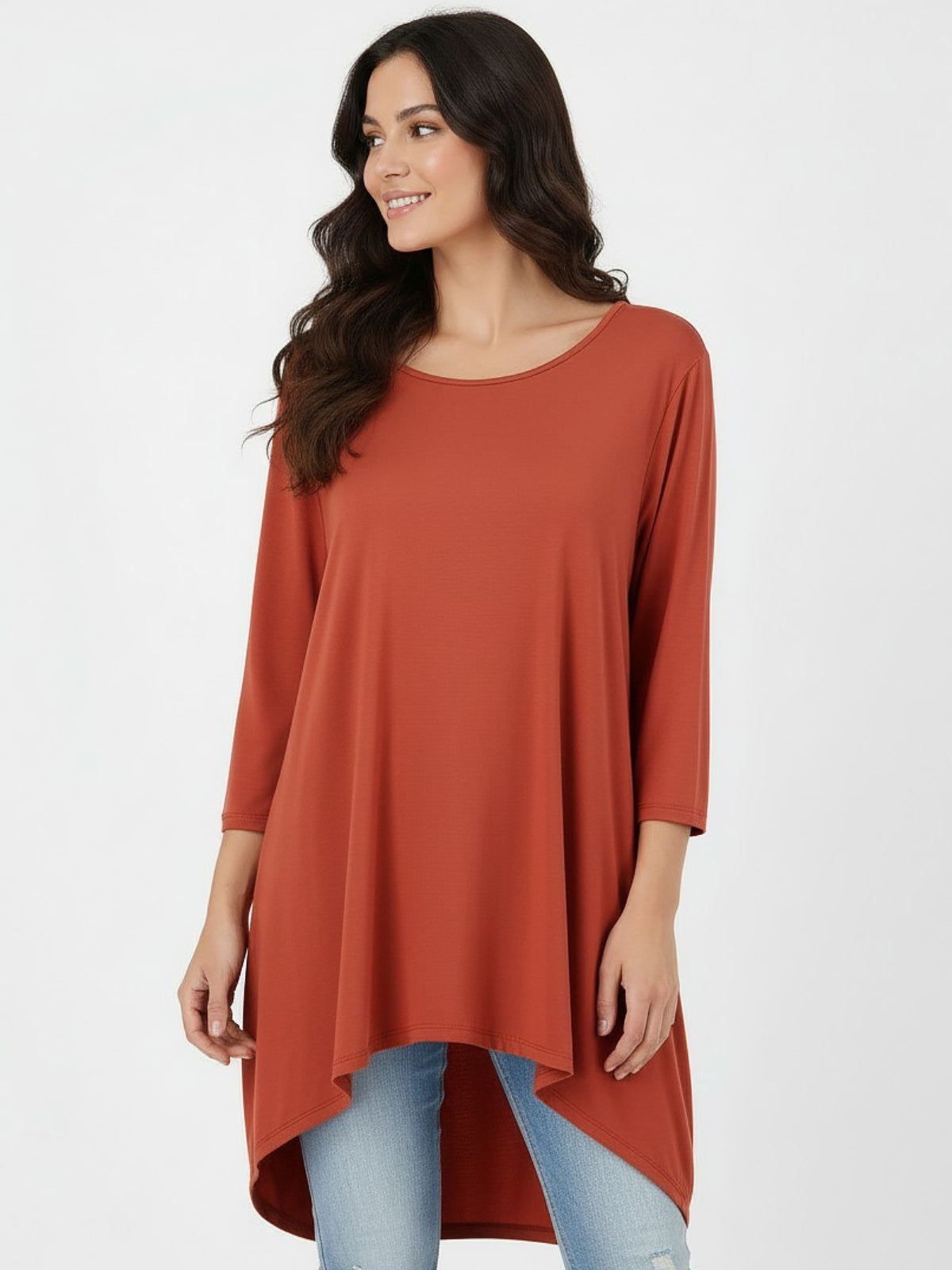 Polera Larga Bolsillos Orazia Algodón Elasticado