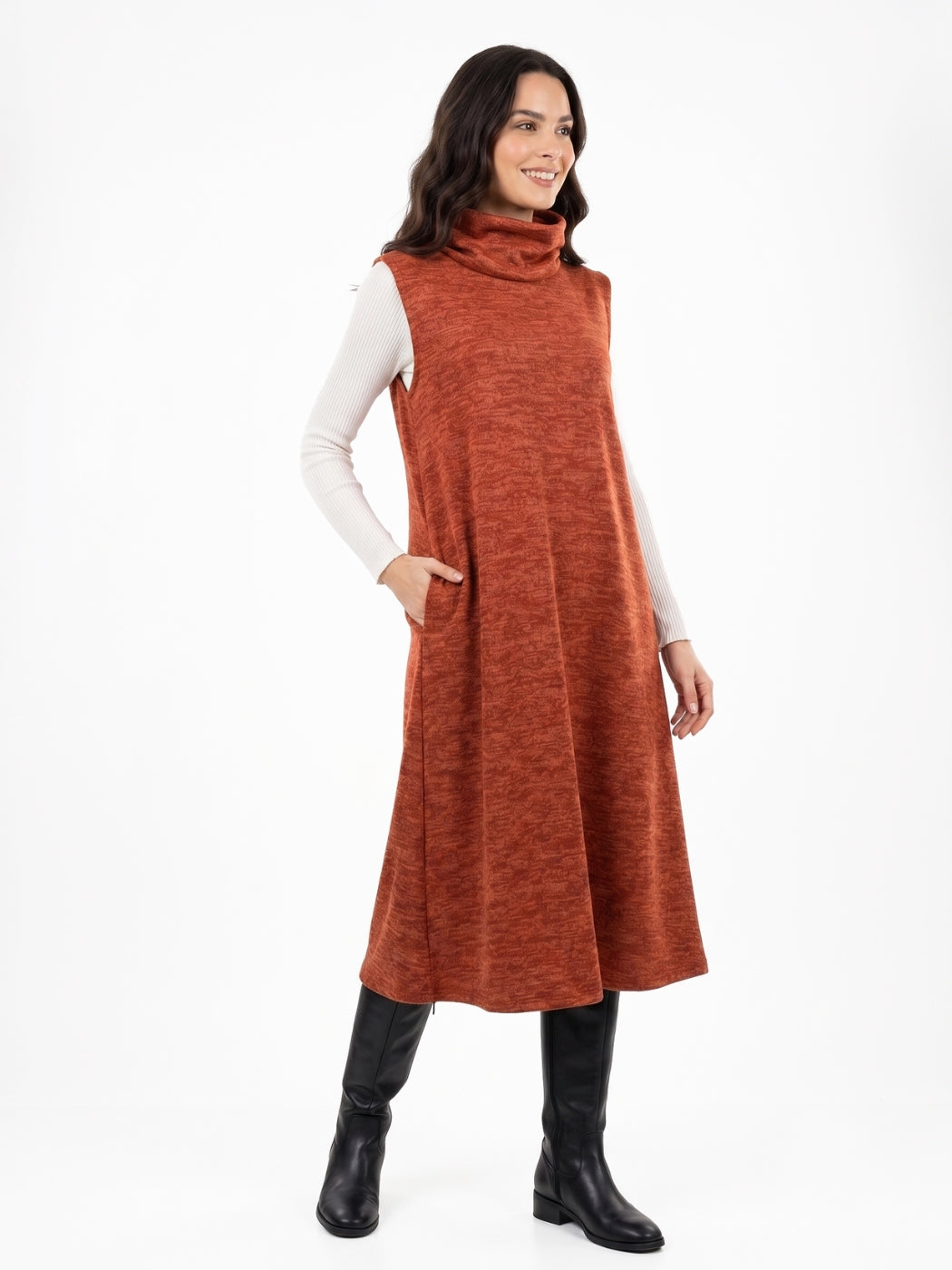 Vestido Túnica Clio Bolsillos Lanilla Jaspeada