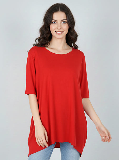 Blusa Larga Bolsillos Aria Símil Lino Spandex