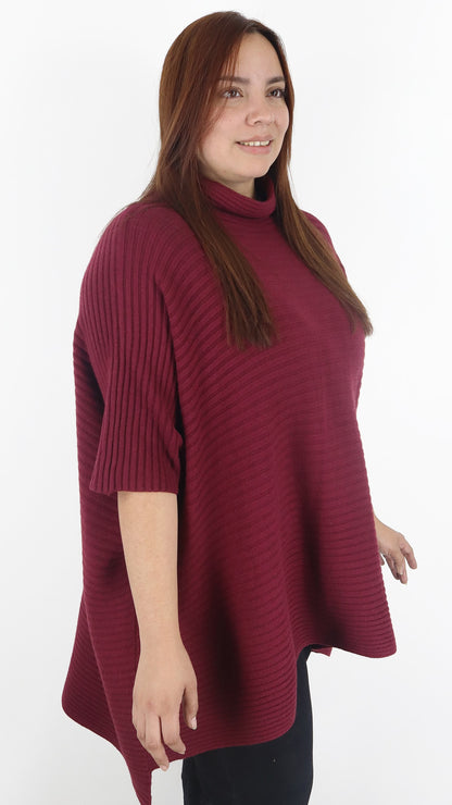 Sueter Poncho Extra Ancho Leto Lanilla Acanalada