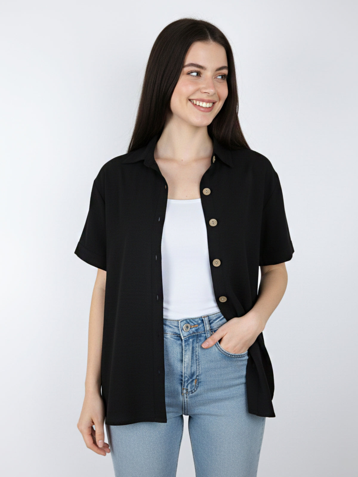 Blusa Jeno Botón Viscosa Cey