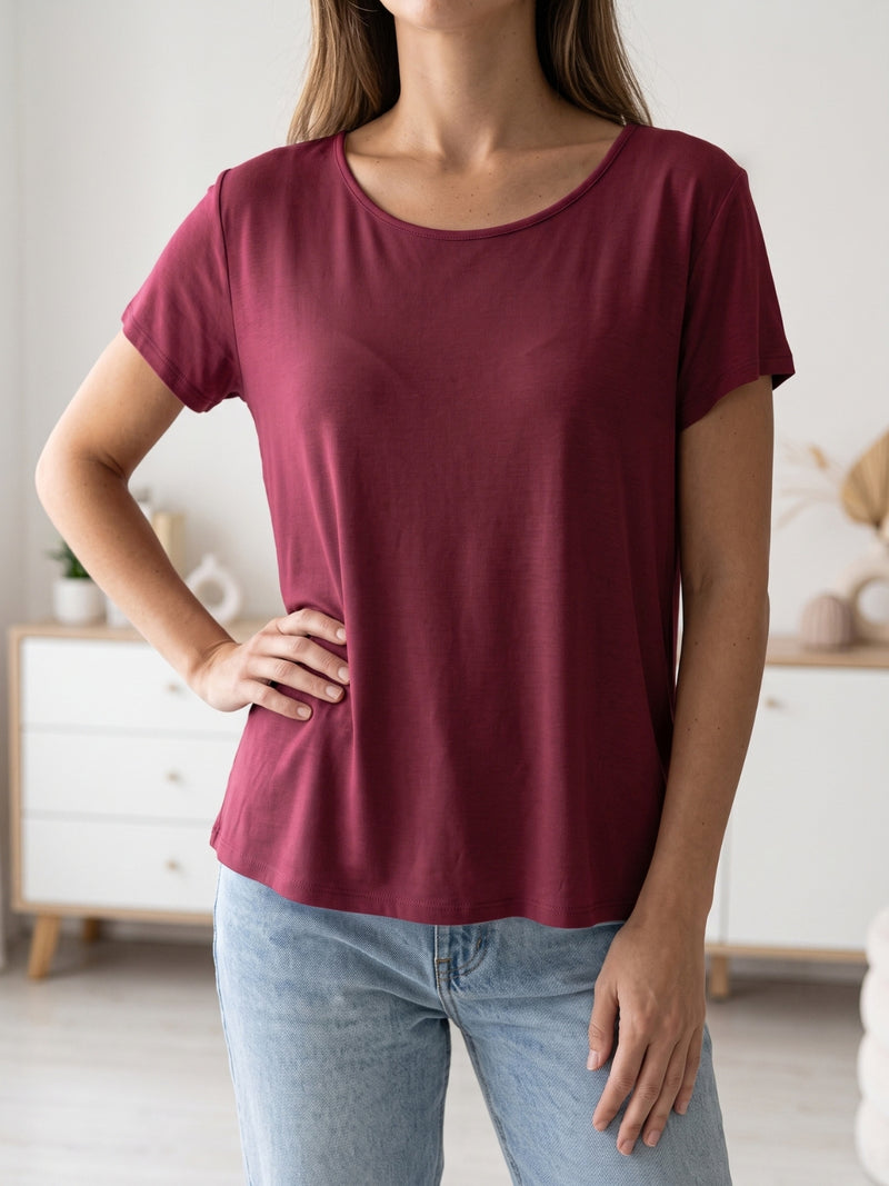 Polera Basica Manga Corta Modal Liso