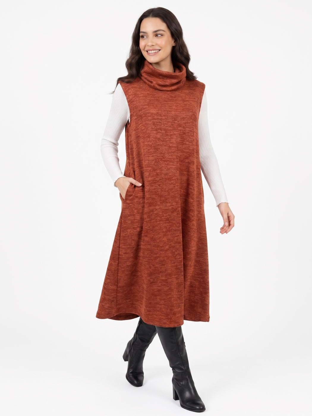 Vestido Túnica Clio Bolsillos Lanilla Jaspeada