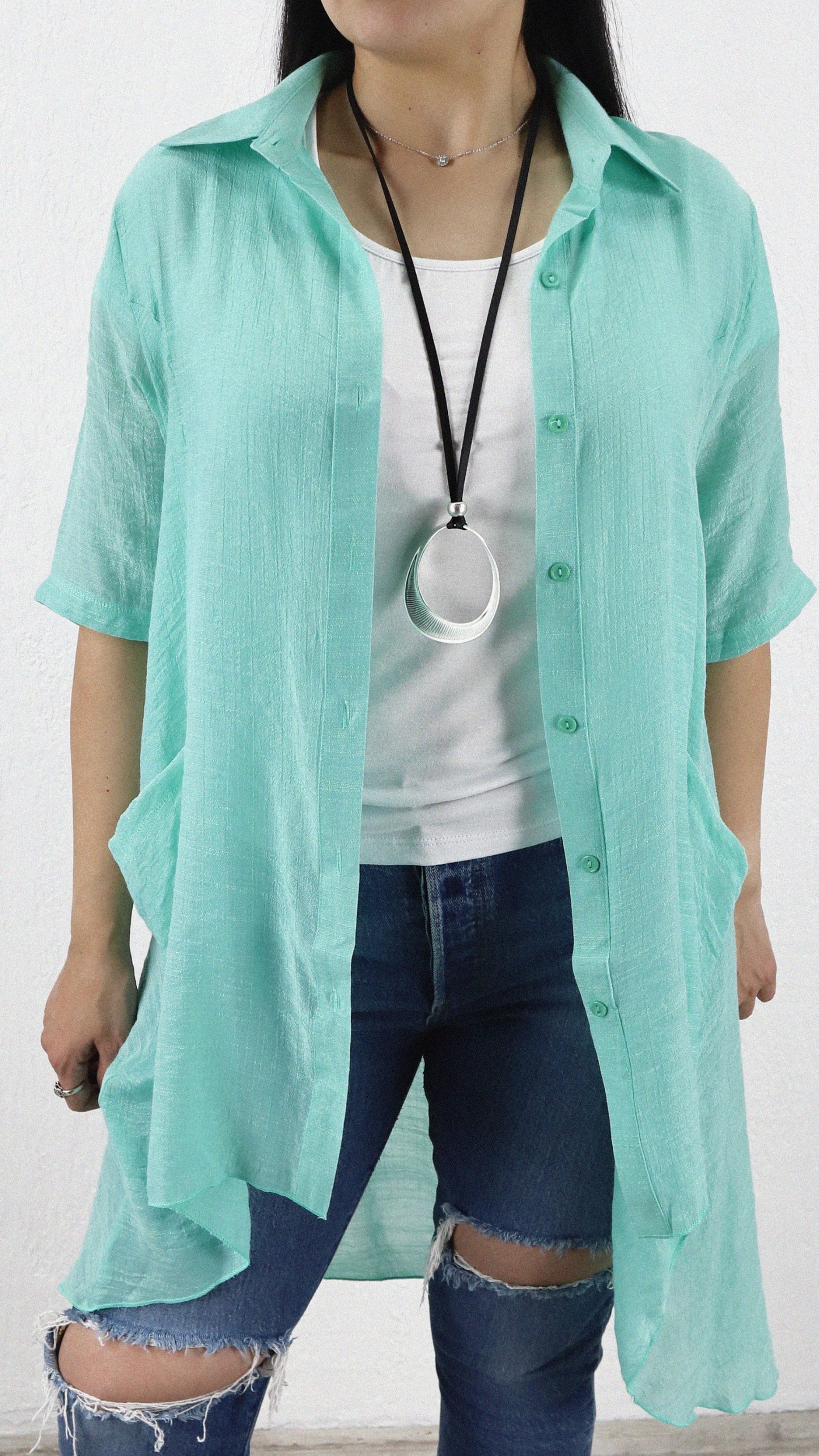 Vestido Camisero Bolsillos Hera Viscosa Liso