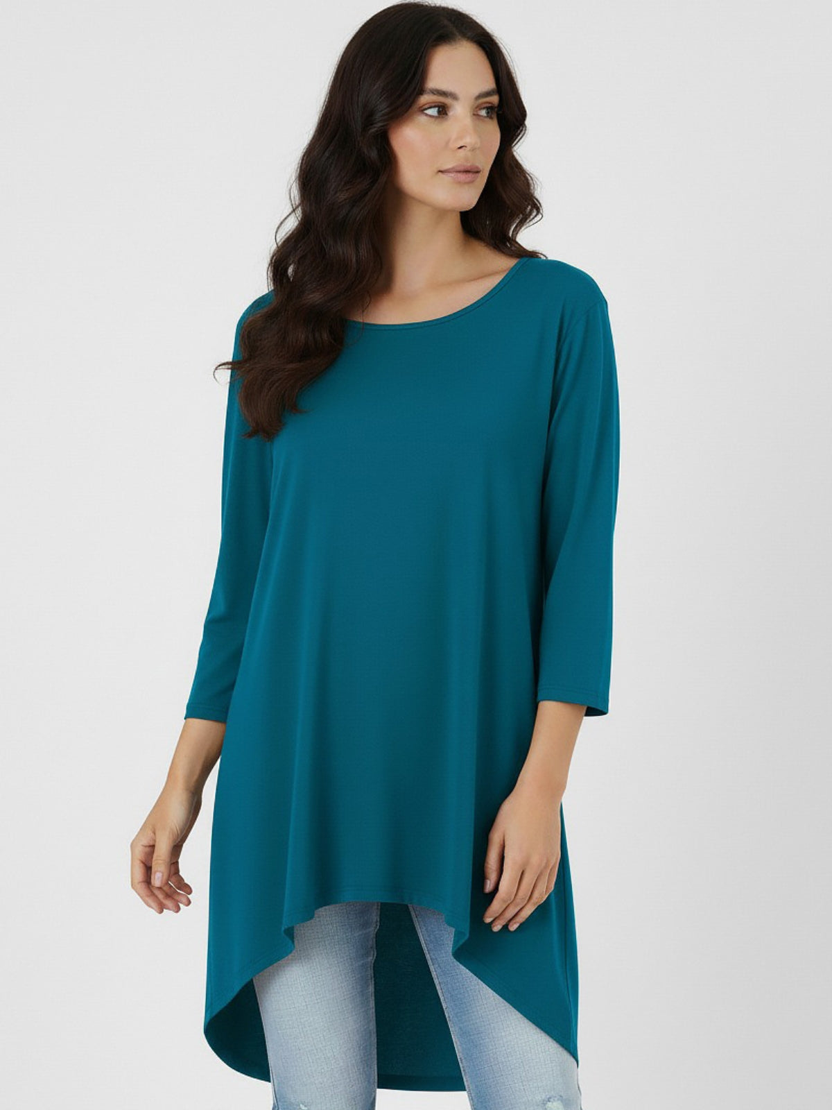 Polera Larga Bolsillos Orazia Algodón Elasticado