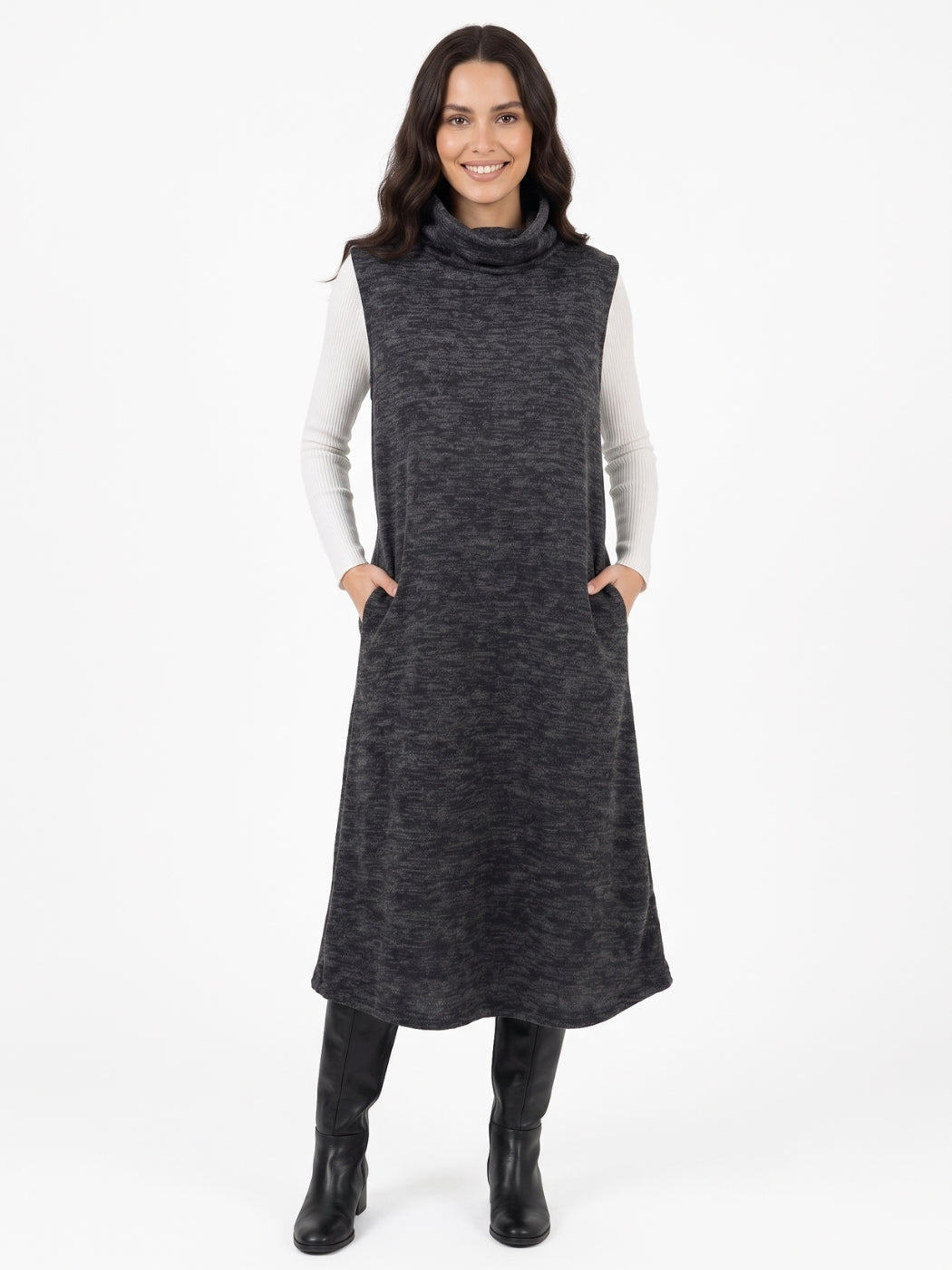 Vestido Túnica Clio Bolsillos Lanilla Jaspeada