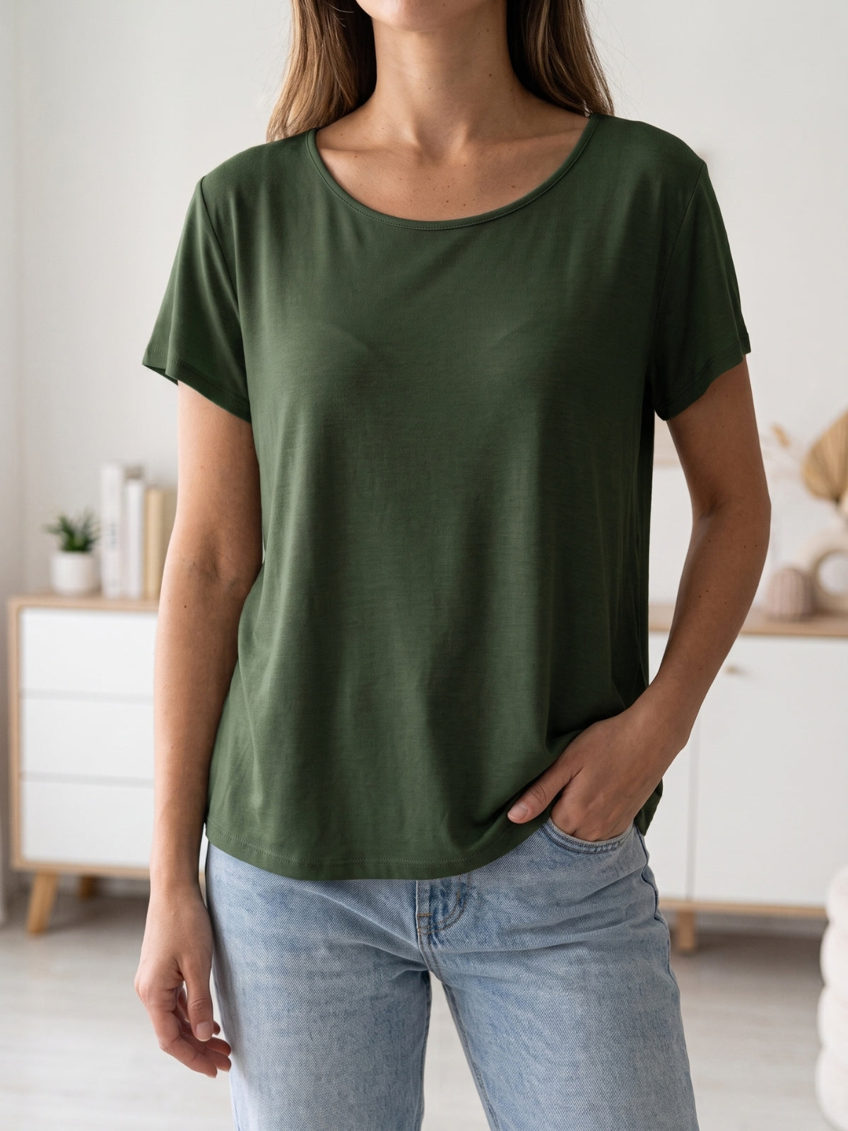 Polera Basica Manga Corta Modal Liso