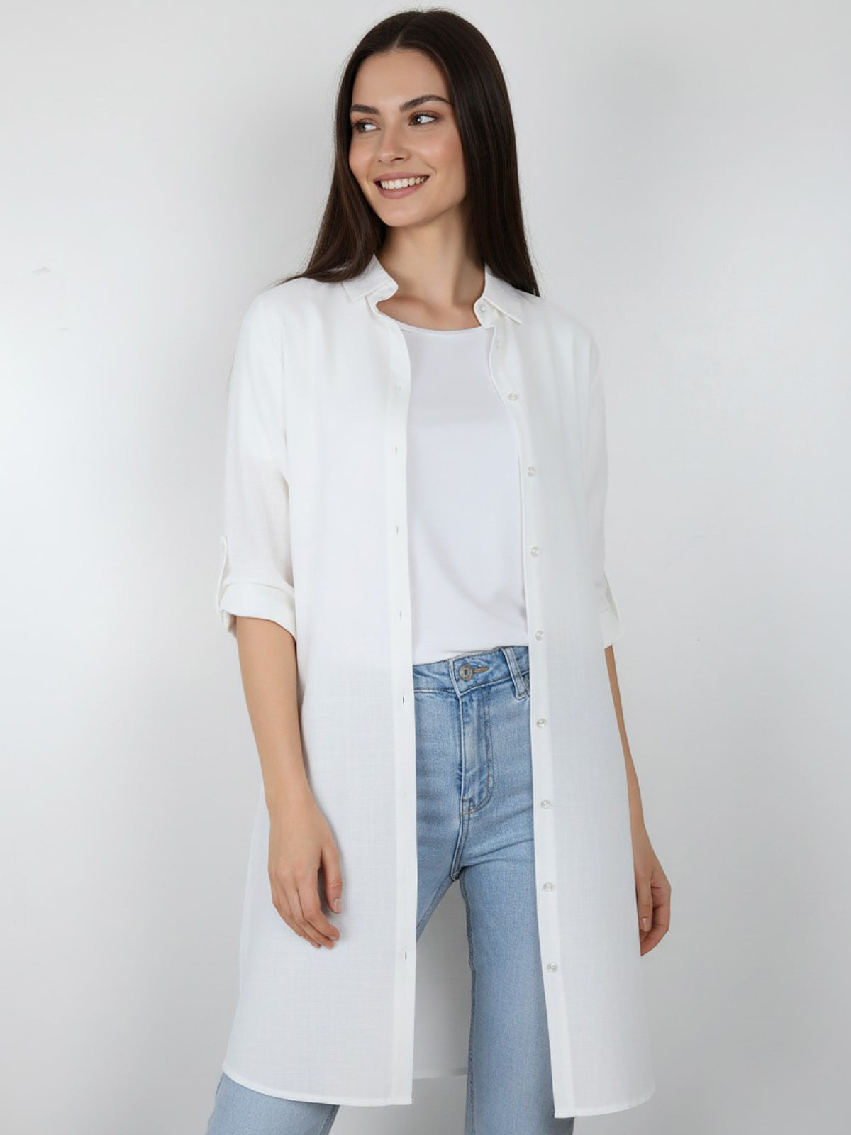 Bluson Largo 3/4 Bolsillo Zoe Lino