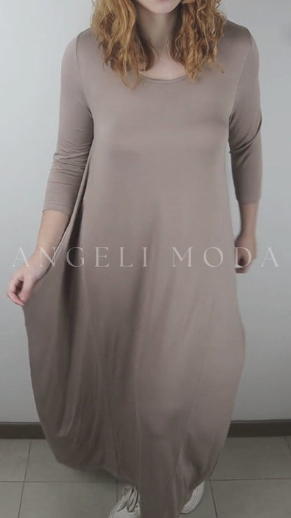Vestido Ancho Globo Algodón Elasticado