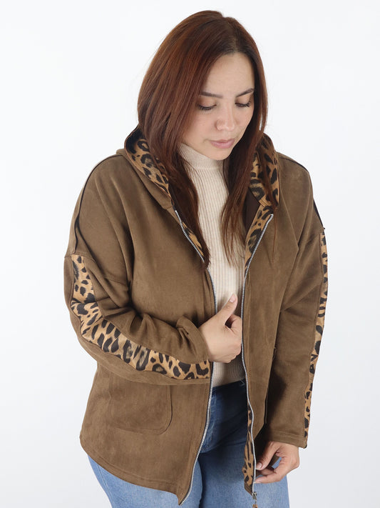 Chaqueta Capucha Rea Gamuza Print